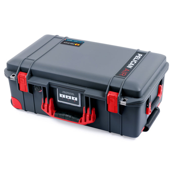 Pelican 1535 Air Carry - on Case - Charcoal & Red Trolley - Empty