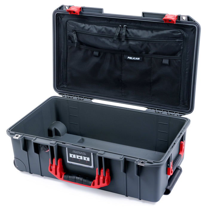 Pelican 1535 Air Carry - on Case - Charcoal & Red - TRVL Lid Organizer Only
