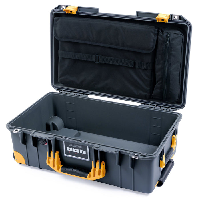 Pelican 1535 Air Carry - on Case - Charcoal & Yellow Trolley - Computer Lid Organizer Only