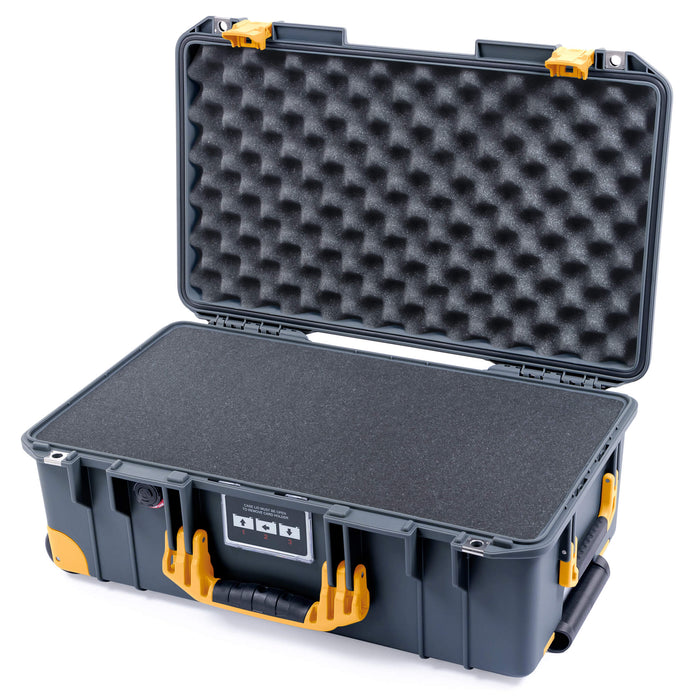 Pelican 1535 Air Carry - on Case - Charcoal & Yellow Trolley - Pick & Pluck Foam / Convoluted Lid Foam
