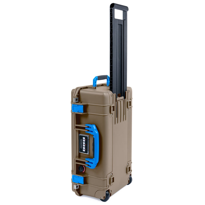 Pelican 1535 Air Carry-on Case - Dark Desert Dirt & Blue - Upright Trolley View