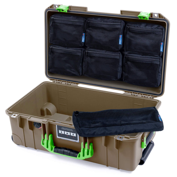 Pelican 1535 Air Carry - on Case - Dark Desert Dirt & Lime Green - 7 - Piece Removable Mesh Pouches Only