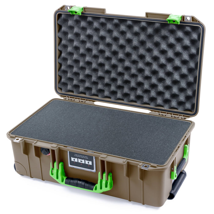 Pelican 1535 Air Carry - on Case - Dark Desert Dirt & Lime Green - Pick & Pluck Foam / Convoluted Lid Foam