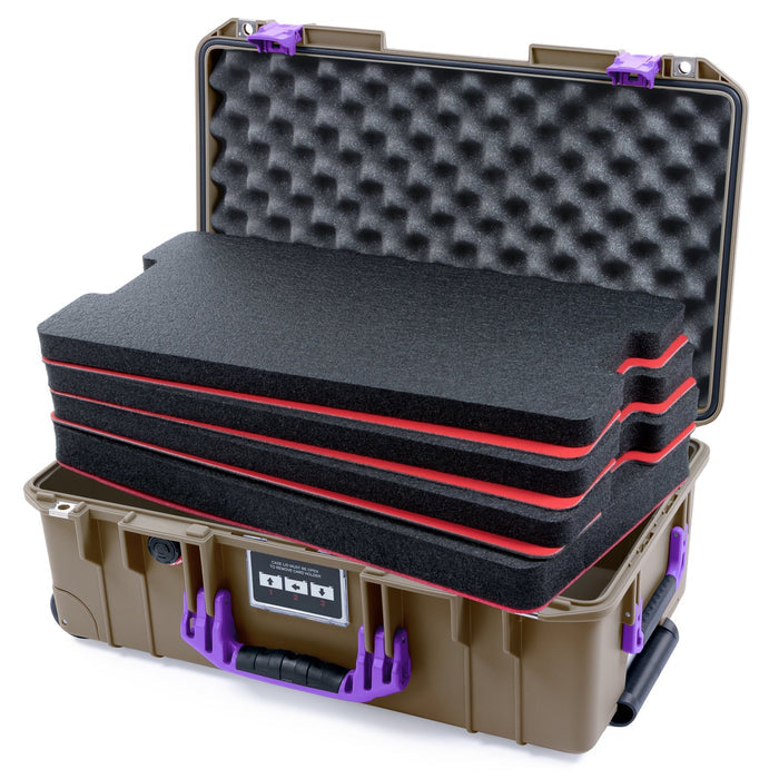 Pelican 1535 Air Carry - on Case - Dark Desert Dirt & Purple - DIY Tool Foam Kit / Convoluted Lid Foam