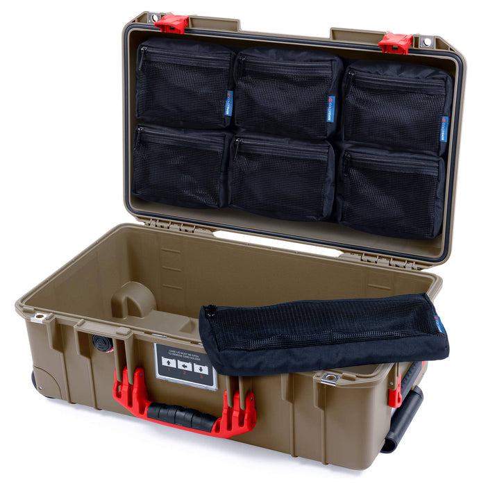 Pelican 1535 Air Carry - on Case - Dark Desert Dirt & Red - 7 - Piece Removable Mesh Pouches Only