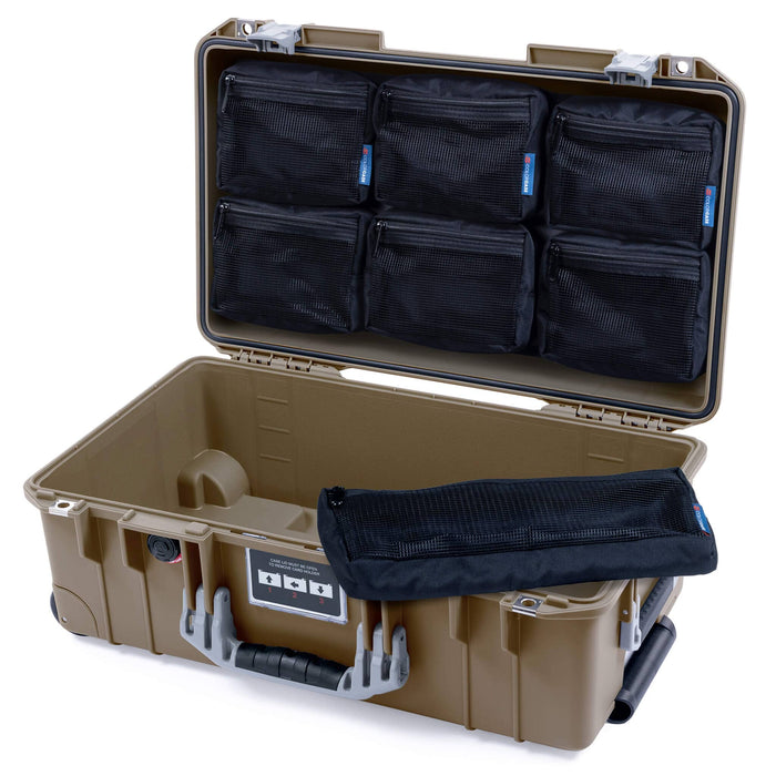Pelican 1535 Air Carry - on Case - Dark Desert Dirt & Silver - 7 - Piece Removable Mesh Pouches Only