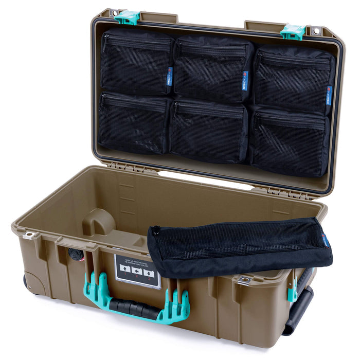 Pelican 1535 Air Carry - on Case - Dark Desert Dirt & Teal - 7 - Piece Removable Mesh Pouches Only