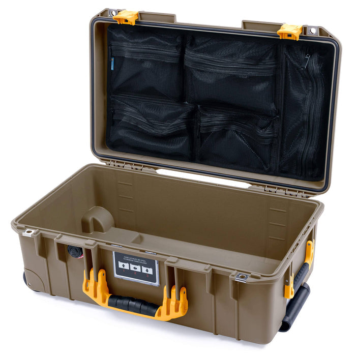 Pelican 1535 Air Carry - on Case - Dark Desert Dirt & Yellow - Mesh Lid Organizer Only