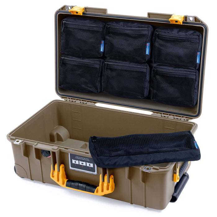 Pelican 1535 Air Carry - on Case - Dark Desert Dirt & Yellow - 7 - Piece Removable Mesh Pouches Only