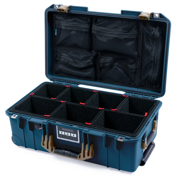 Pelican 1535 Air Carry - on Case - Deep Pacific & Dark Desert Dirt - TrekPak Divider System / Mesh Lid Organizer