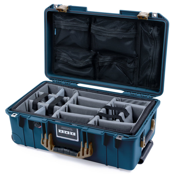 Pelican 1535 Air Carry - on Case - Deep Pacific & Dark Desert Dirt - Padded Microfiber Dividers / Mesh Lid Organizer