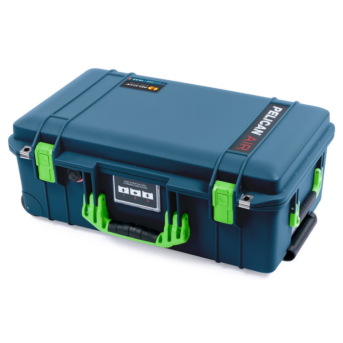 Pelican 1535 Air Carry-on Case - Deep Pacific & Lime Green - Flat