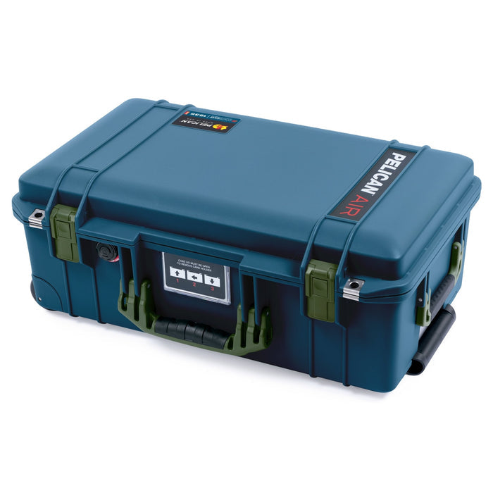 Pelican 1535 Air Carry-on Case - Deep Pacific & OD Green - Flat Closed View of Front