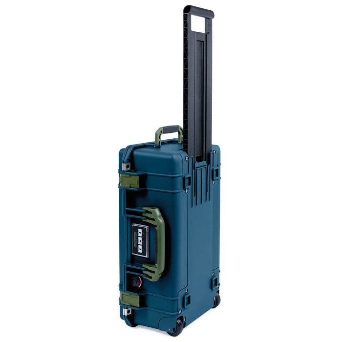 Pelican 1535 Air Carry-on Case - Deep Pacific & OD Green - Upright Trolley View