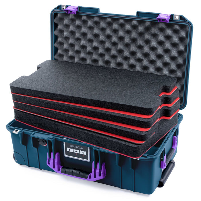 Pelican 1535 Air Carry-on Case - Deep Pacific & Purple - DIY Tool Foam Kit / Convoluted Lid Foam