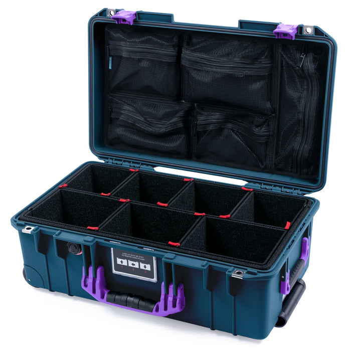Pelican 1535 Air Carry-on Case - Deep Pacific & Purple - TrekPak Divider System / Mesh Lid Organizer