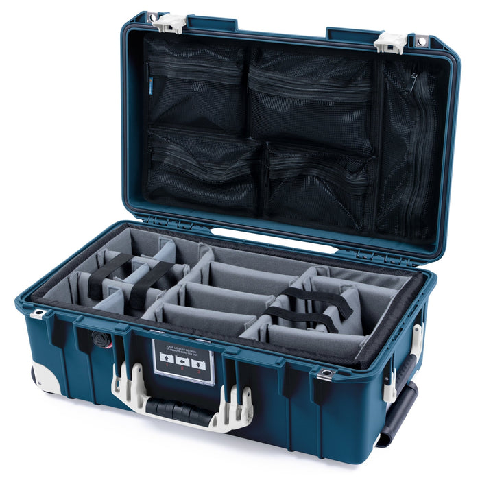 Pelican 1535 Air Carry - on Case - Deep Pacific & Whiteout Trolley - Padded Microfiber Dividers / Mesh Lid Organizer