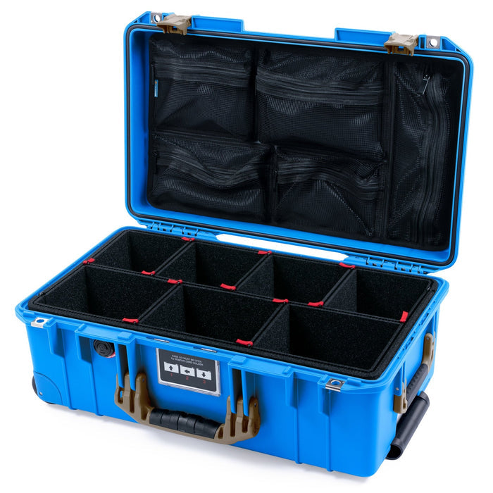 Pelican 1535 Air Carry - on Case - Electric Blue & Dark Desert Dirt - TrekPak Divider System / Mesh Lid Organizer