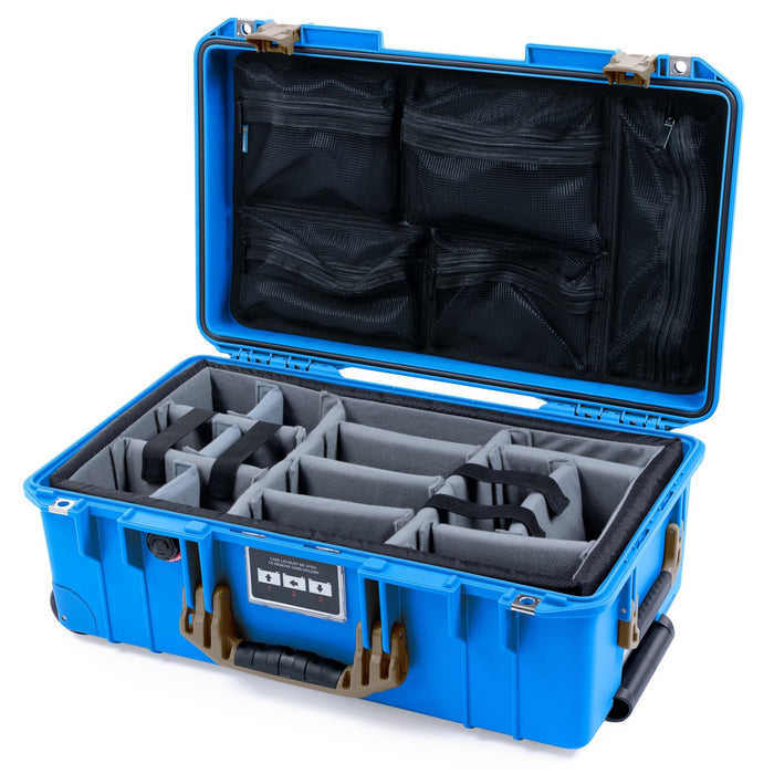 Pelican 1535 Air Carry - on Case - Electric Blue & Dark Desert Dirt - Padded Microfiber Dividers / Mesh Lid Organizer