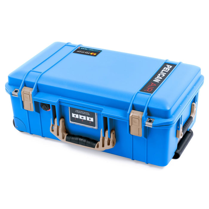 Pelican 1535 Air Carry-on Case - Electric Blue & Desert Tan - Flat Closed Front View