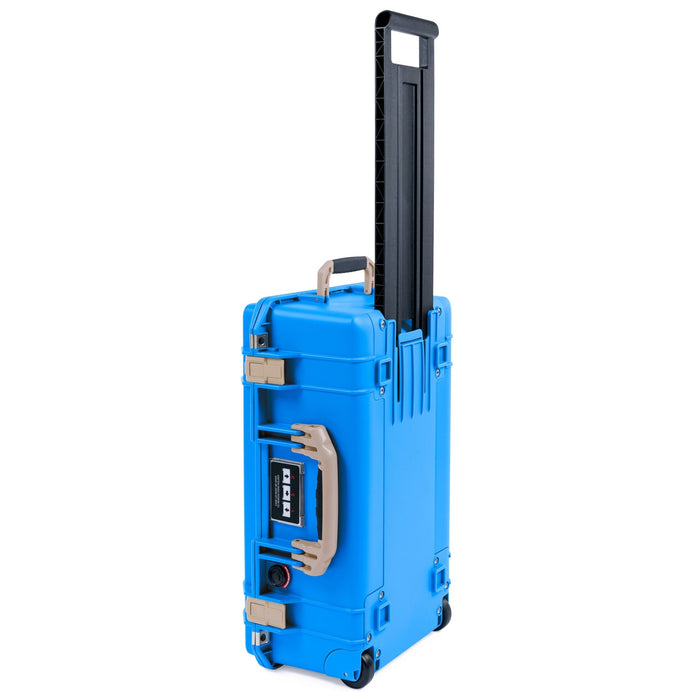 Pelican 1535 Air Carry-on Case - Electric Blue & Desert Tan - Upright Trolley View
