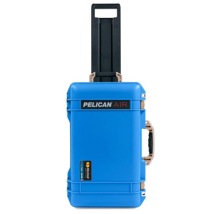 Pelican 1535 Air Carry-on Case - Electric Blue & Desert Tan -  Upright Closed Front View