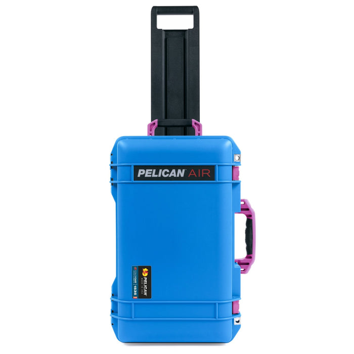 Pelican 1535 Air Carry-on Case - Electric Blue & Magenta - Front View of Upright Case