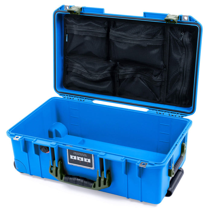 Pelican 1535 Air Carry - on Case - Electric Blue & OD Green - Mesh Lid Organizer Only