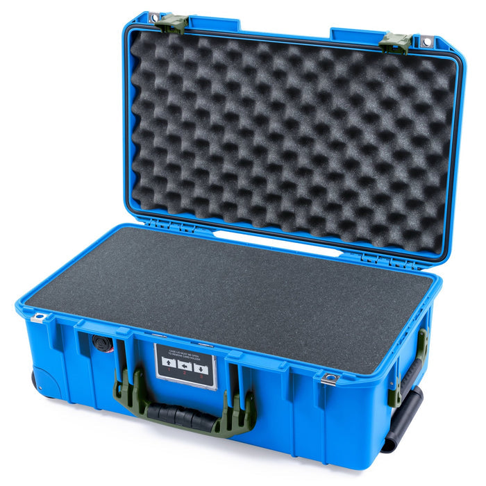 Pelican 1535 Air Carry - on Case - Electric Blue & OD Green - Pick & Pluck Foam / Convoluted Lid Foam