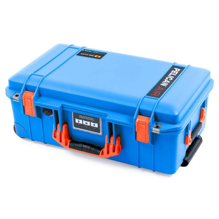 Pelican 1535 Air Carry-on Case - Electric Blue & Orange - Laying Flat Front View