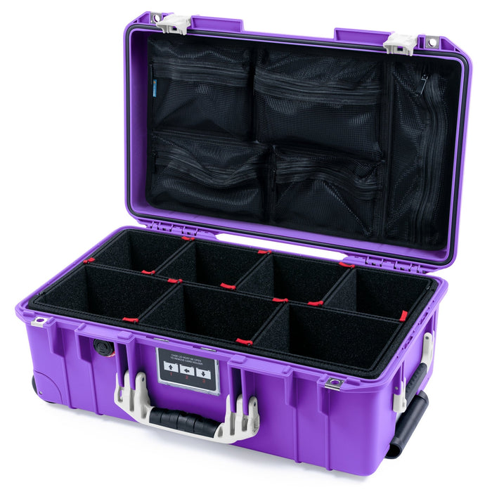 Pelican 1535 Air Carry - on Case - Purple & Whiteout - TrekPak Divider System / Mesh Lid Organizer