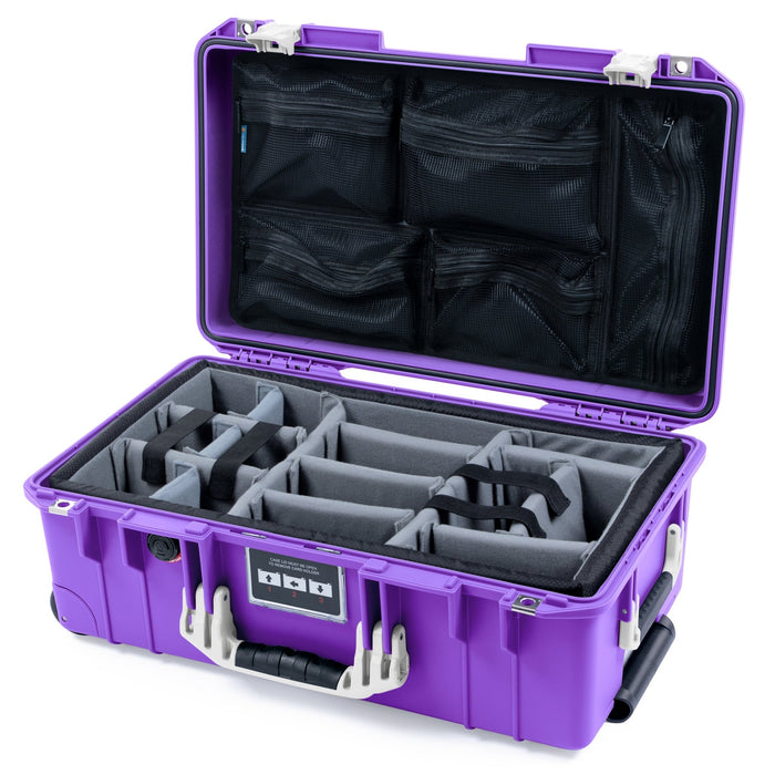 Pelican 1535 Air Carry - on Case - Purple & Whiteout - Padded Microfiber Dividers / Mesh Lid Organizer