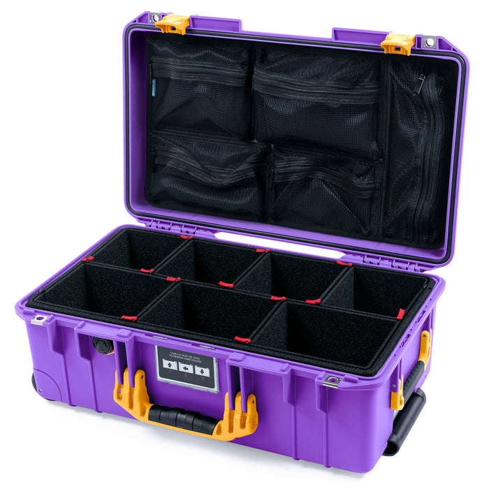 Pelican 1535 Air Carry-on Case - Galaxy Purple & Yellow - TrekPak Divider System / Mesh Lid Organizer