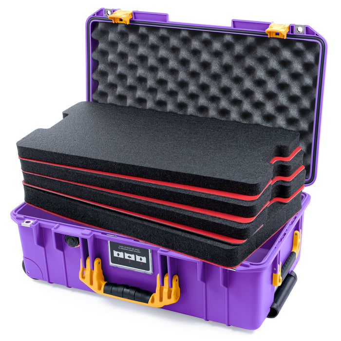 Pelican 1535 Air Carry-on Case - Galaxy Purple & Yellow - DIY Tool Foam Kit / Convoluted Lid Foam