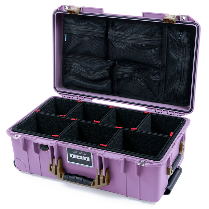 Pelican 1535 Air Carry - on Case - Lilac & Dark Desert Dirt - TrekPak Divider System / Mesh Lid Organizer