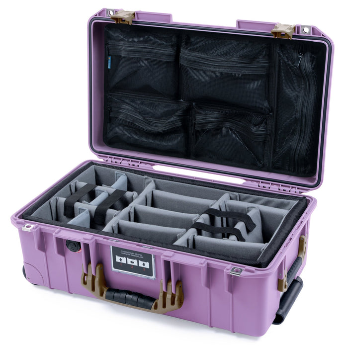Pelican 1535 Air Carry - on Case - Lilac & Dark Desert Dirt - Padded Microfiber Dividers / Mesh Lid Organizer