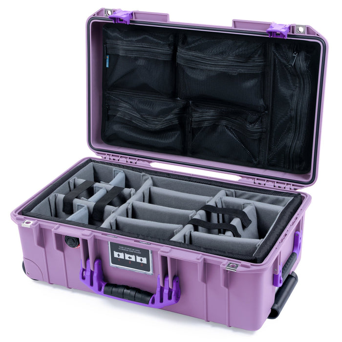 Pelican 1535 Air Carry - on Case - Lilac & Purple - Padded Microfiber Dividers / Mesh Lid Organizer