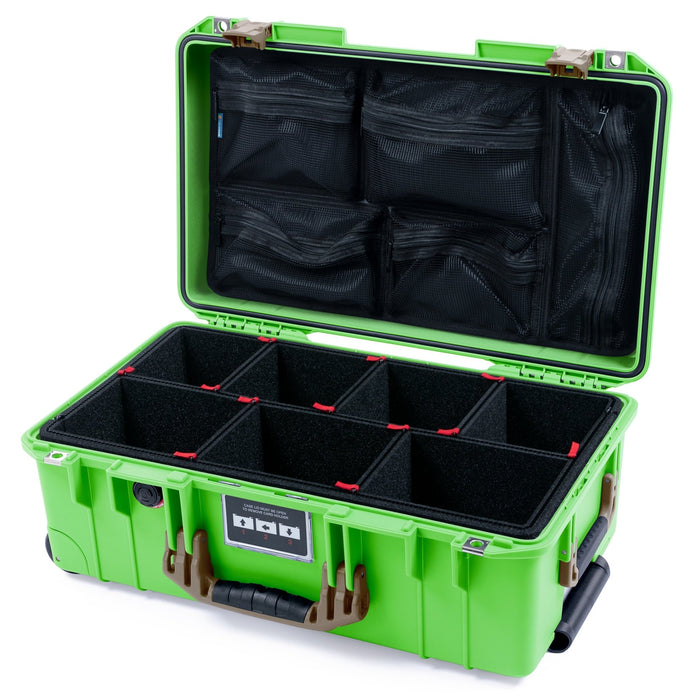 Pelican 1535 Air Carry - on Case - Lime Green & Dark Desert Dirt - TrekPak Divider System / Mesh Lid Organizer