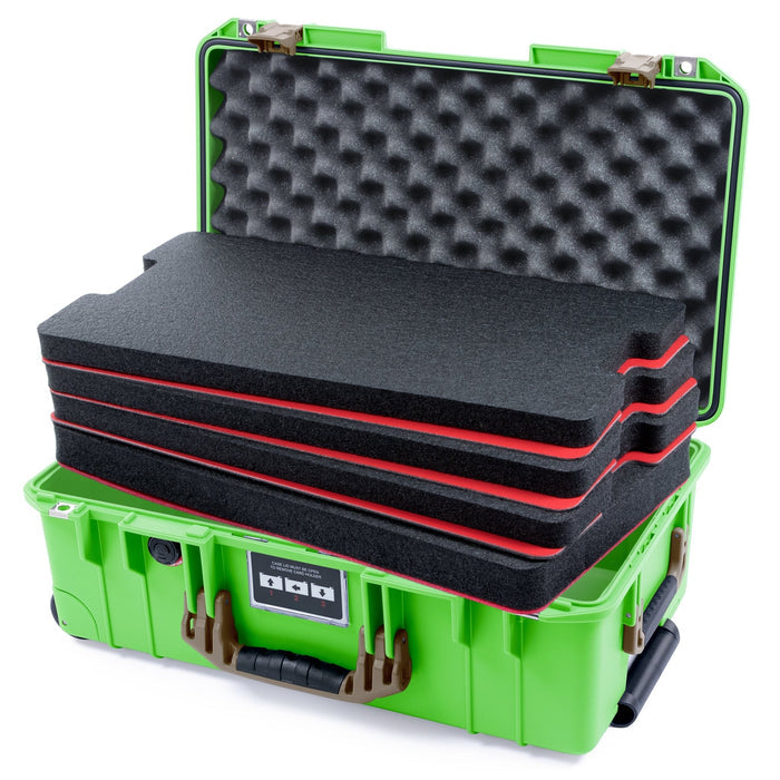 Pelican 1535 Air Carry - on Case - Lime Green & Dark Desert Dirt - DIY Tool Foam Kit / Convoluted Lid Foam