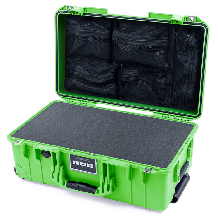 Pelican 1535 Air Carry - on Case - Lime Green - Pick & Pluck Foam / Mesh Lid Organizer