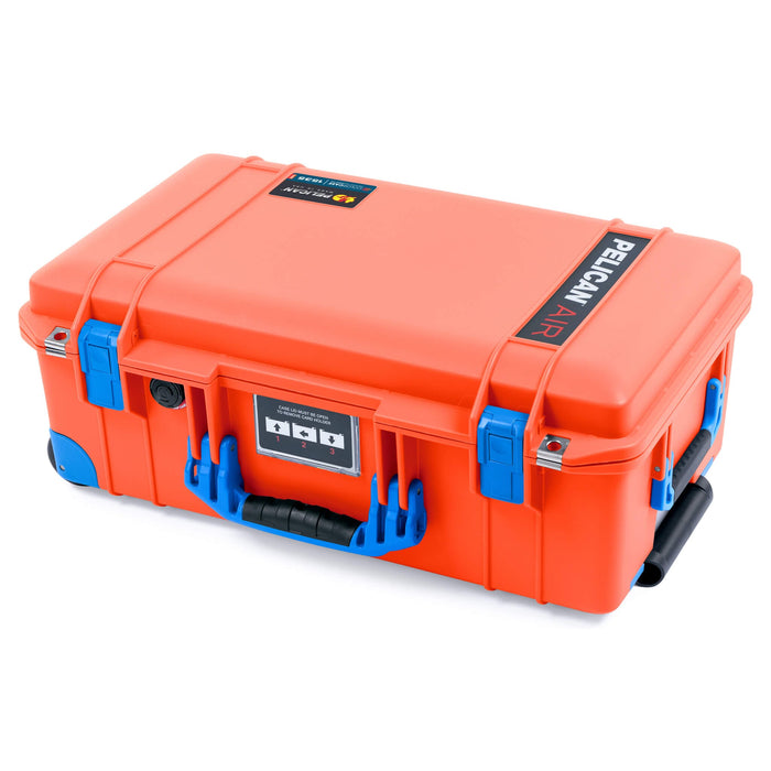 Pelican 1535 Air Case, Orange with Blue Handles, Latches & Trolley ColorCase