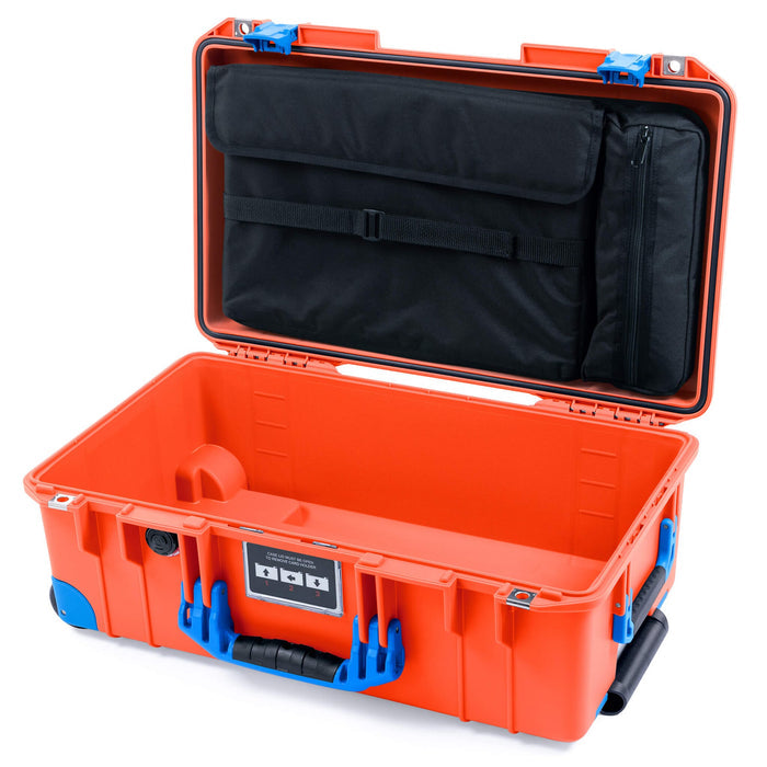 Pelican 1535 Air Case, Orange with Blue Handles, Latches & Trolley Laptop Computer Lid Pouch Only ColorCase 015350-0200-150-121-120