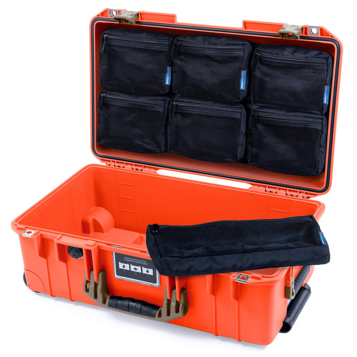 Pelican 1535 Air Case, Orange with Dark Desert Dirt Handles & Latches 7-Piece Removable Mesh Pouches Only ColorCase 015350-0700-150-581