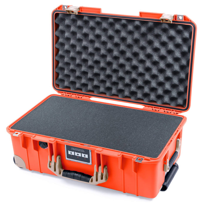 Pelican 1535 Air Case, Orange with Desert Tan Handles, Latches & Trolley Pick & Pluck Foam with Convoluted Lid Foam ColorCase 015350-0001-150-311-310