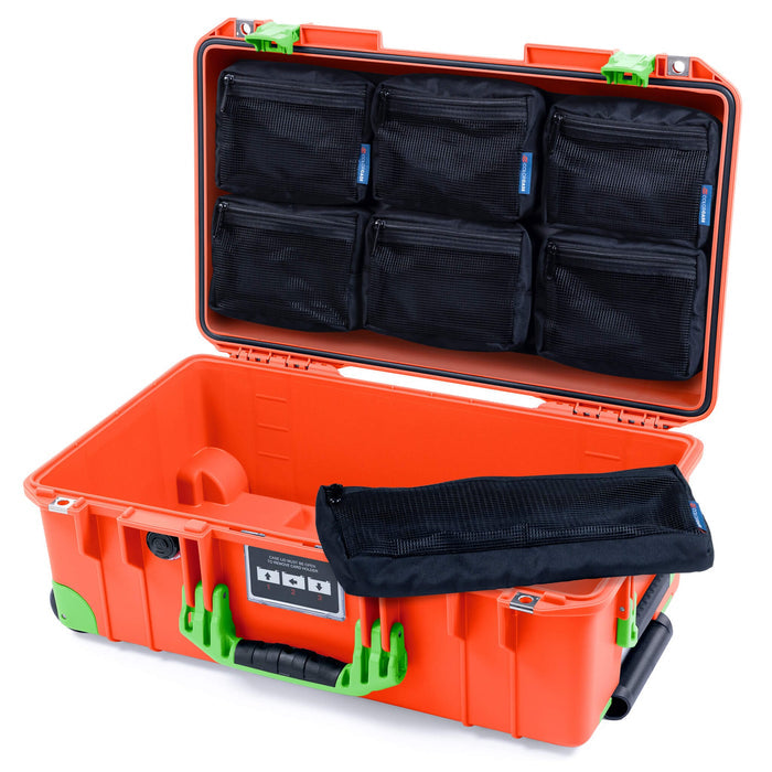 Pelican 1535 Air Case, Orange with Lime Green Handles, Latches & Trolley 7-Piece Removable Mesh Pouches Only ColorCase 015350-0700-150-301-300