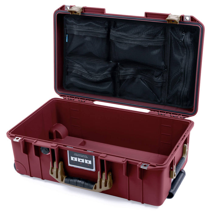 Pelican 1535 Air Case, Oxblood with Dark Desert Dirt Handles & Latches Mesh Lid Organizer Only ColorCase 015350-0100-510-581