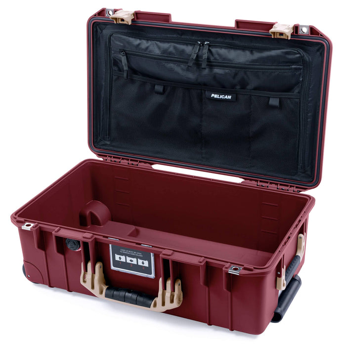 Pelican 1535 Air Case, Oxblood with Desert Tan Handles & Latches TRVL Combo-Pouch Lid Organizer Only ColorCase 015350-0300-510-311