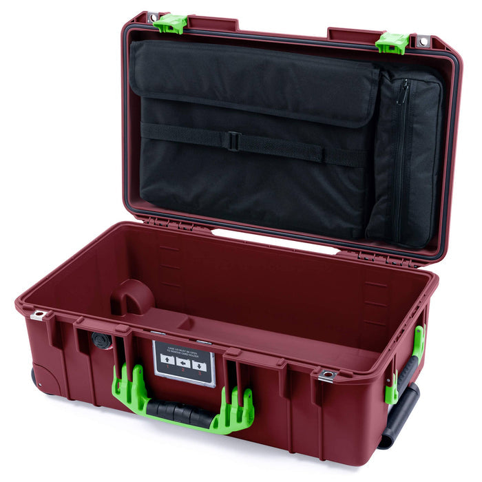 Pelican 1535 Air Case, Oxblood with Lime Green Handles & Latches Laptop Computer Lid Pouch Only ColorCase 015350-0200-510-301