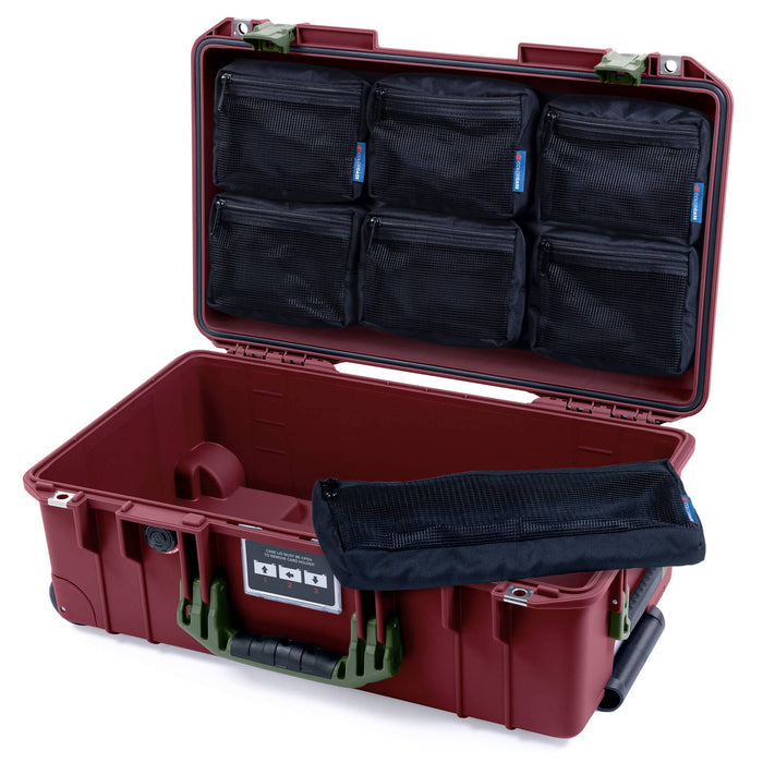 Pelican 1535 Air Case, Oxblood with OD Green Handles & Latches 7-Piece Removable Mesh Pouches Only ColorCase 015350-0700-510-131