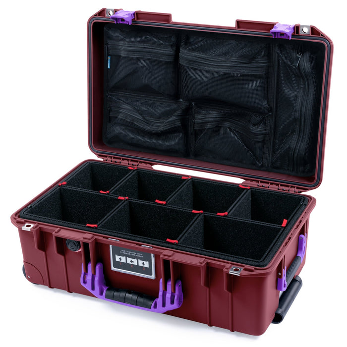 Pelican 1535 Air Carry - on Case - Oxblood & Purple - TrekPak Divider System / Mesh Lid Organizer